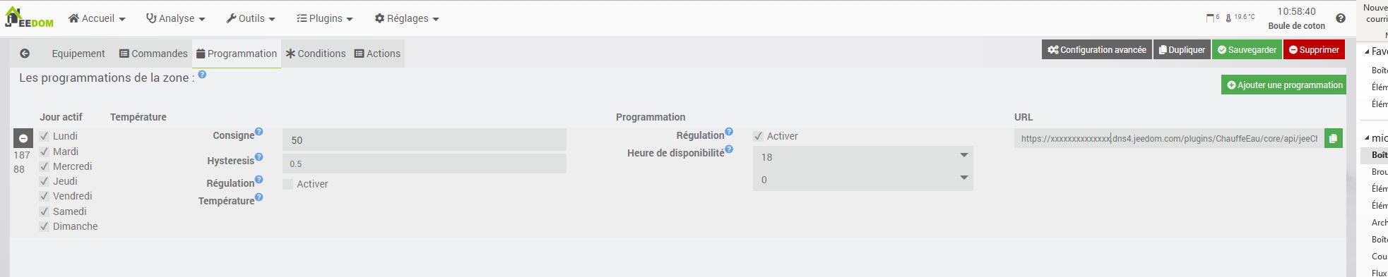 Configuration Programmation