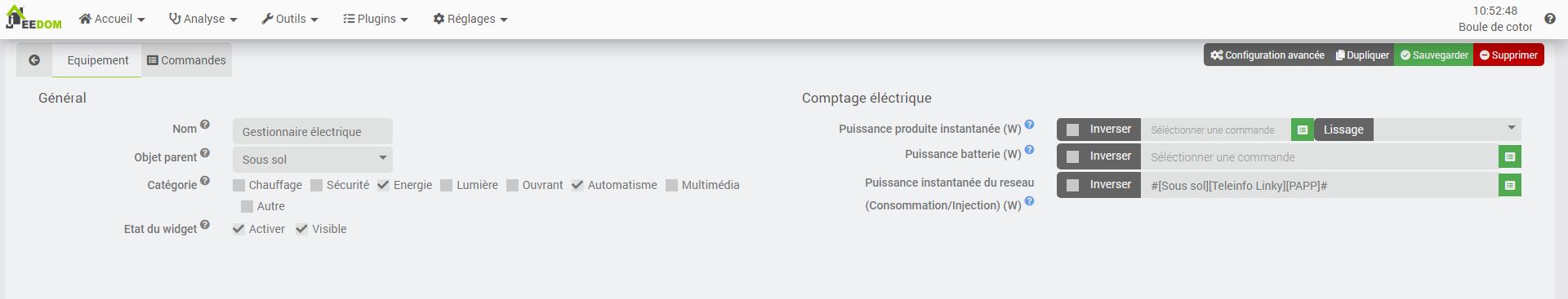 Configuration du gestionnaire