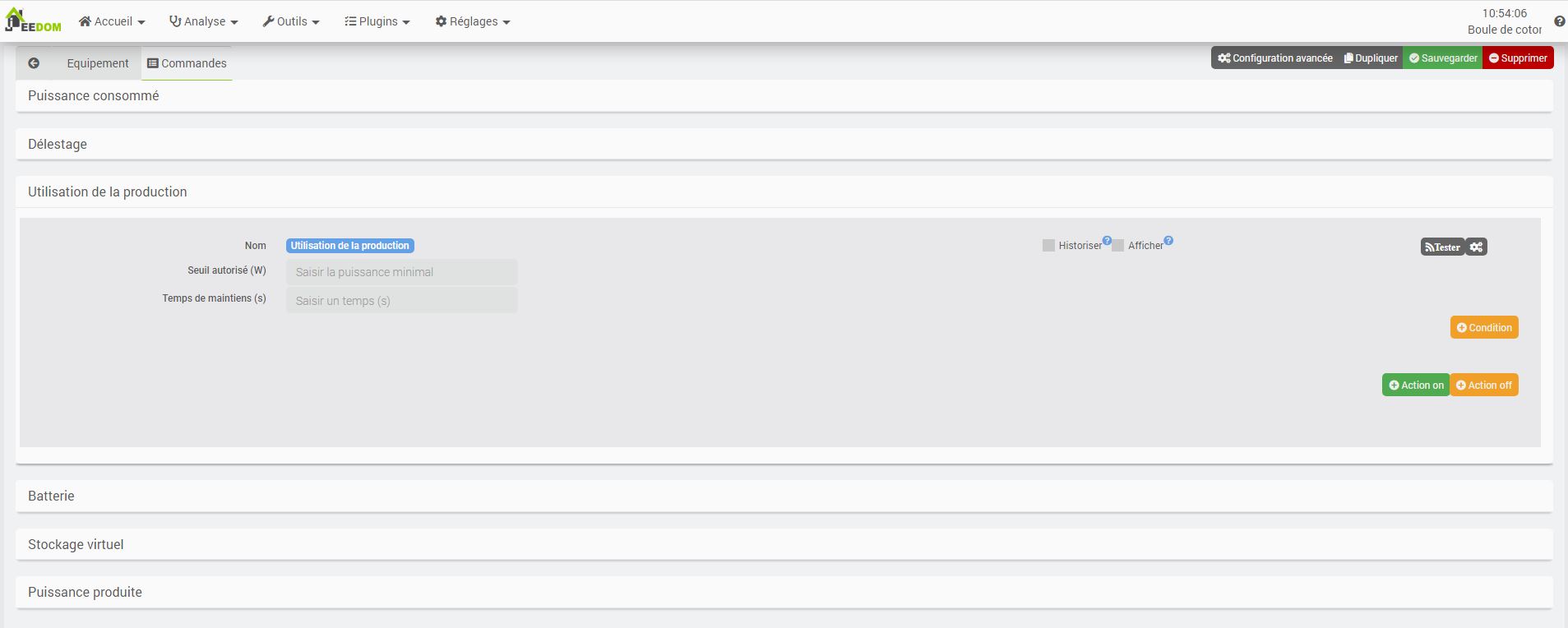 Configuration de la gestion de production